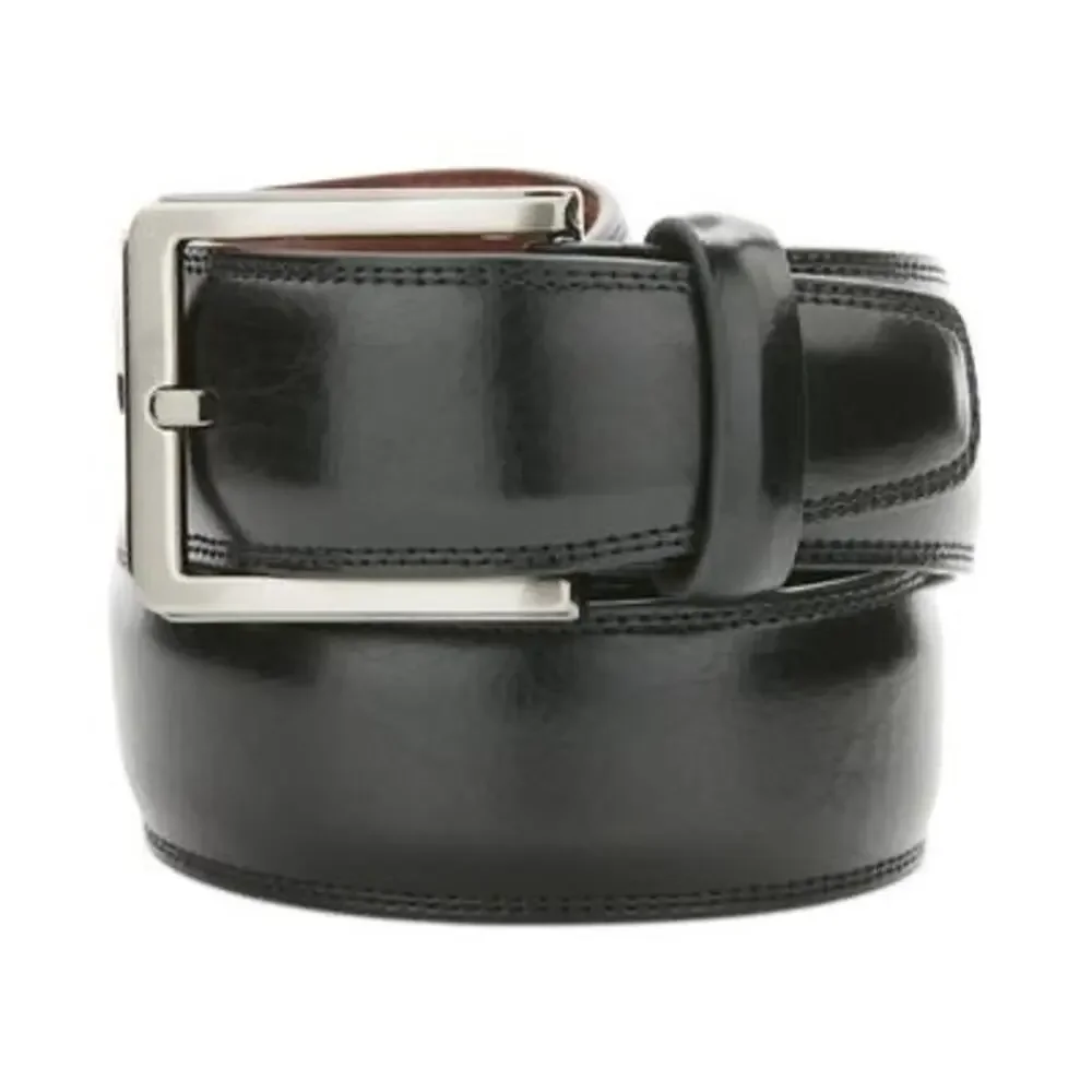 Perry Ellis Black and Brown Bonded Leather Lined on Faux Leather Belt Size S